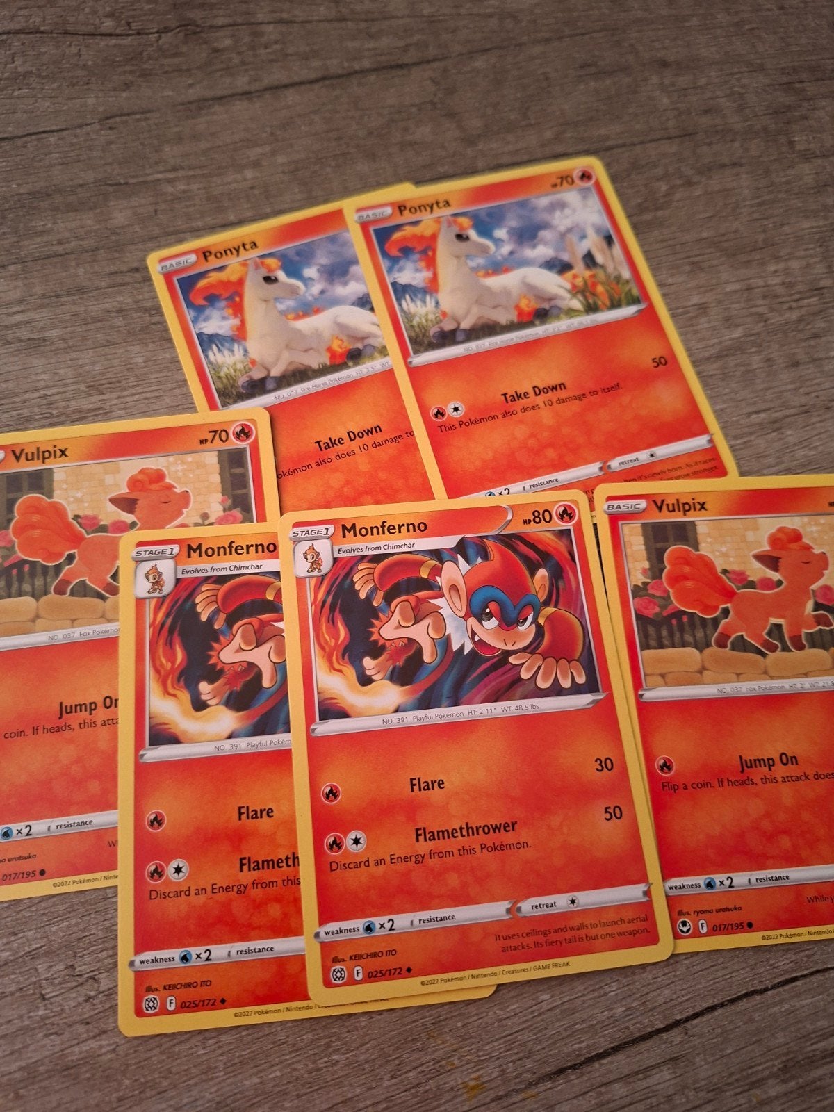 Pokémon Kaarten: Ponyta, Monferno, Vulpix (Meerdere Kaarten), Ophalen of Verzenden, Gebruikt, Meerdere kaarten