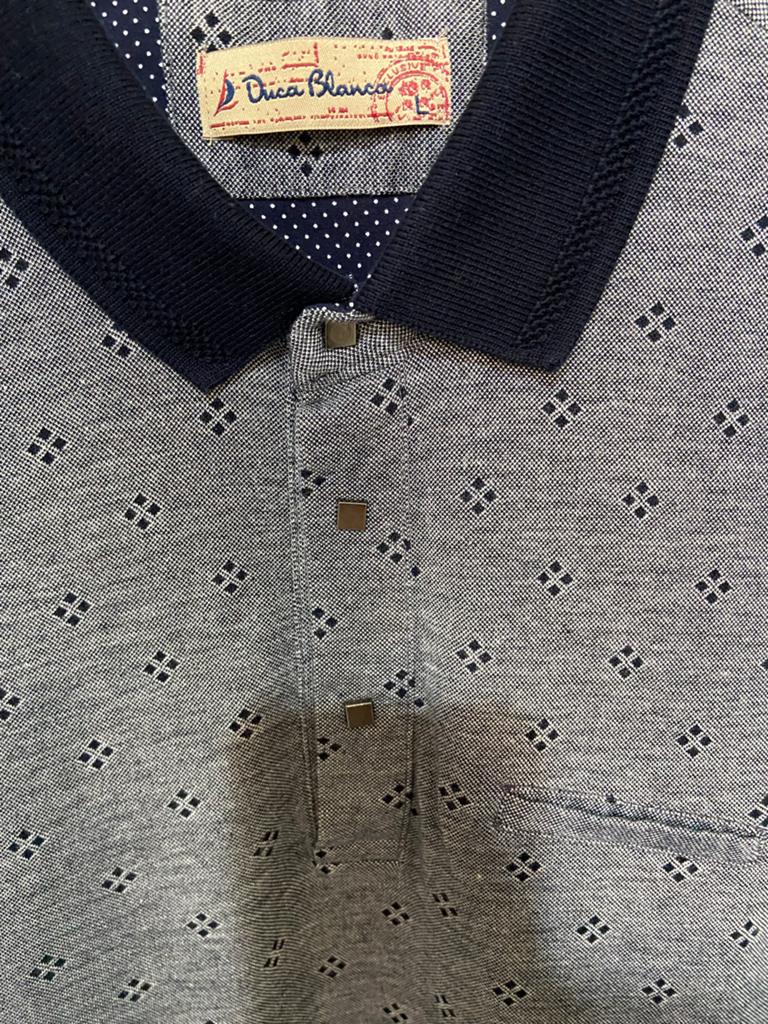 Duca Blanco Polo Shirt - Blauw met patroon, Ophalen of Verzenden, Zo goed als nieuw, Maat 48/50 (M), Blauw