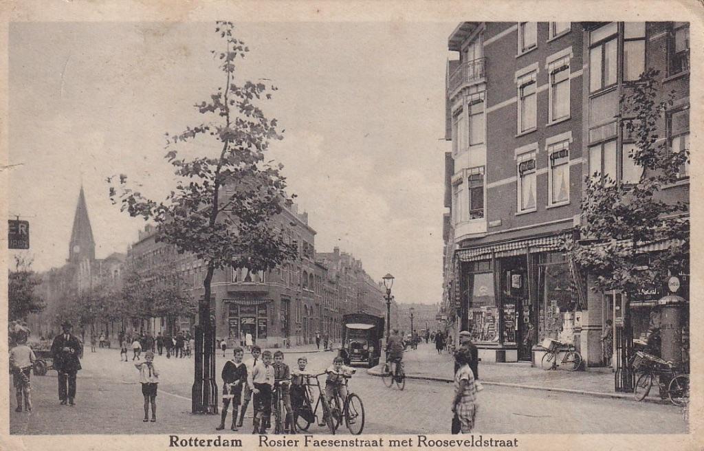 727E Rotterdam Rosier Faassenstraat rechts Rosenveldtstraat, Ophalen of Verzenden, 1920 tot 1940, Gelopen, Zuid-Holland