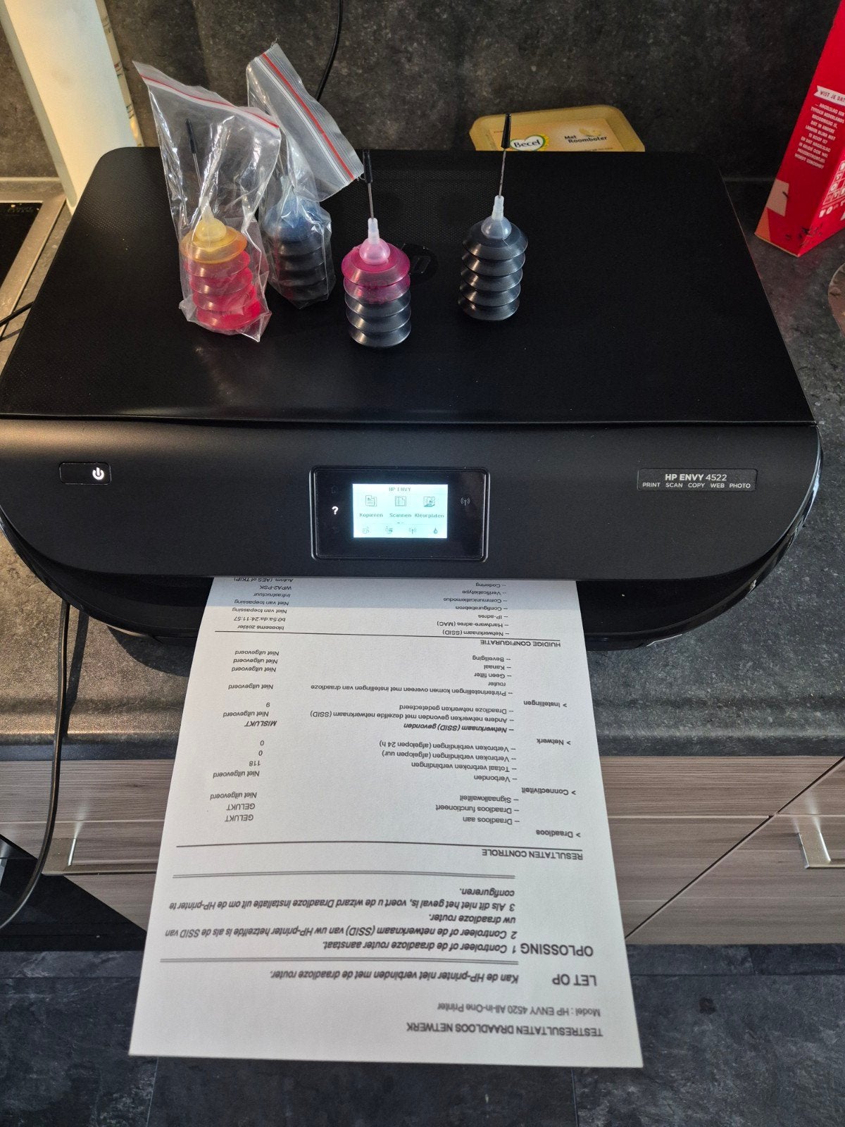 hp envy wifi printer met hervulbare cartidges, Ophalen of Verzenden, Zo goed als nieuw