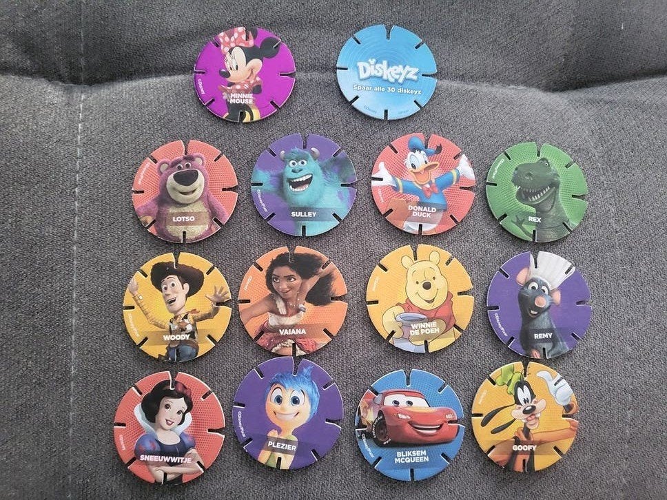 Disney Diskeyz verzameling Elsa, Anna, Stitch, Mickey, etc., Verzamelen, Albert Heijn, Ophalen of Verzenden