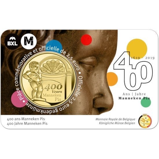 2,50 Euro Belgie 2019 - Manneken Pis - BU Coincard NL of FR, Verzenden, België, Overige waardes, Losse munt