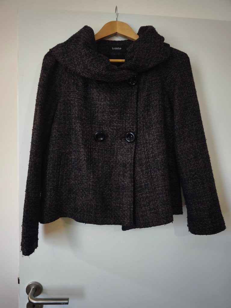 Double-breasted Cropped Jacket / Short Coat, Lussile, Zwart, Ophalen of Verzenden, Zo goed als nieuw