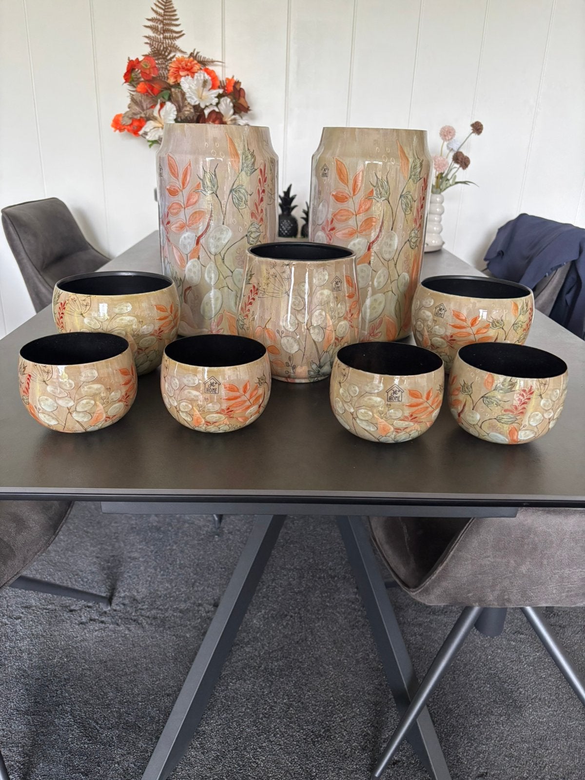 Mooie bloempotten, Rond, Binnen, Zo goed als nieuw, Metaal