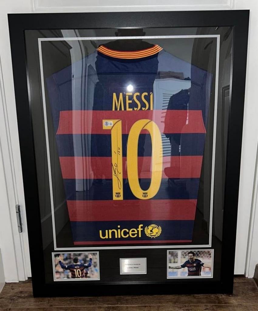 Gesigneerd Messi shirt in lijst, Verzenden, Gebruikt, Buitenlandse clubs, Shirt