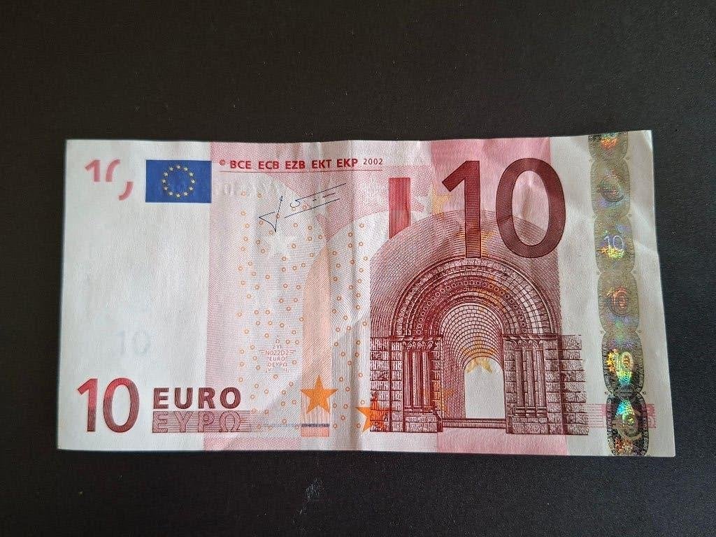 2002 Griekenland 10 euro oude serie Trichet code N022D2, Postzegels en Munten, Bankbiljetten | Europa | Eurobiljetten, Verzenden