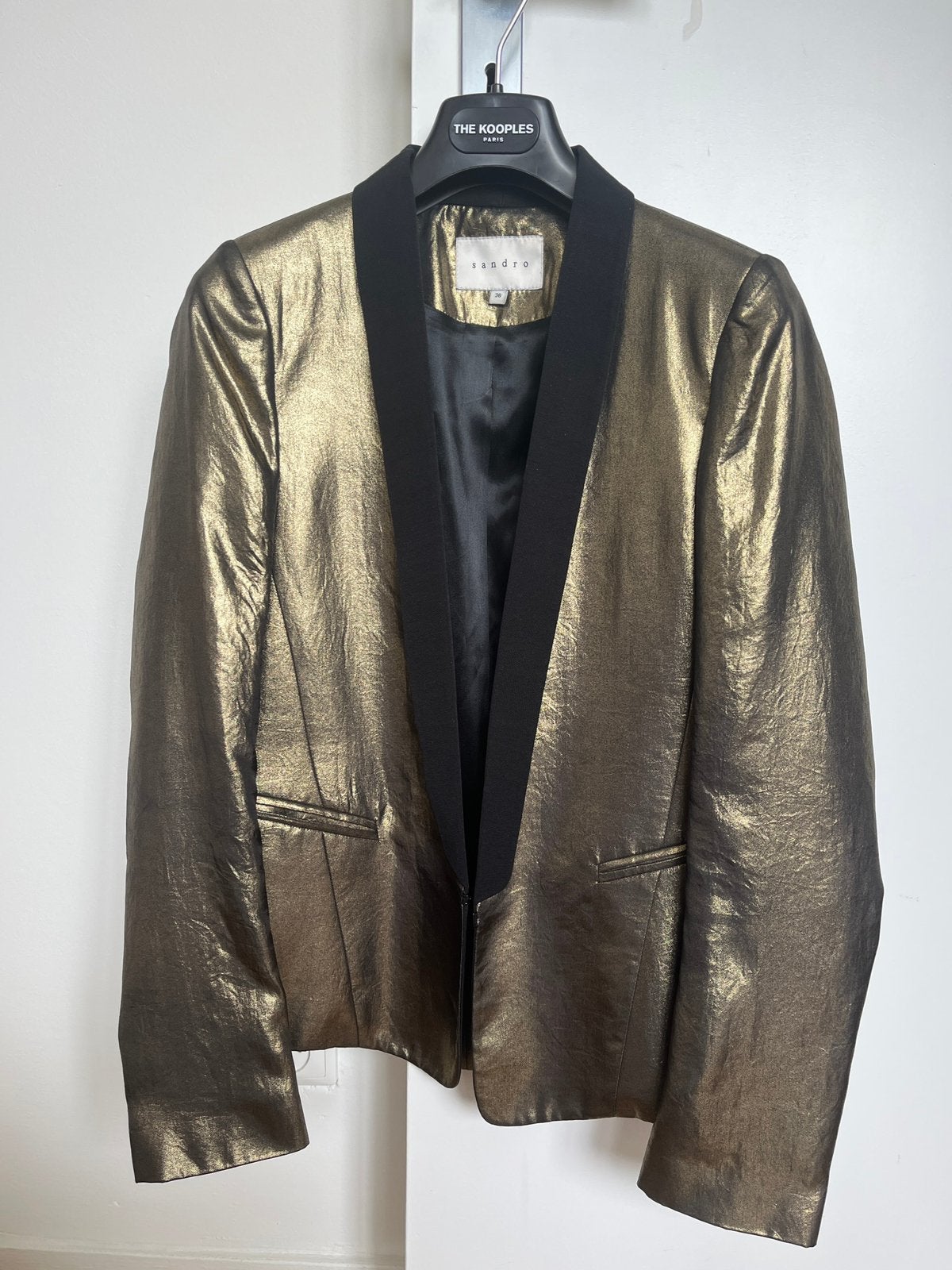 Sandro blazer goud ZGAN, Kleding | Dames, Ophalen of Verzenden, Zo goed als nieuw, Maat 36 (S), Goud