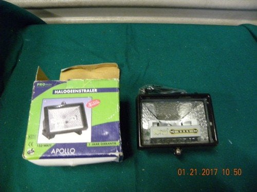 Halogeen straler, Apollo, 150 watt met beugel rvs, Nieuw, Huis en Inrichting, Ophalen of Verzenden, 'T Olde Gre-j, Info@toldegrej.nl