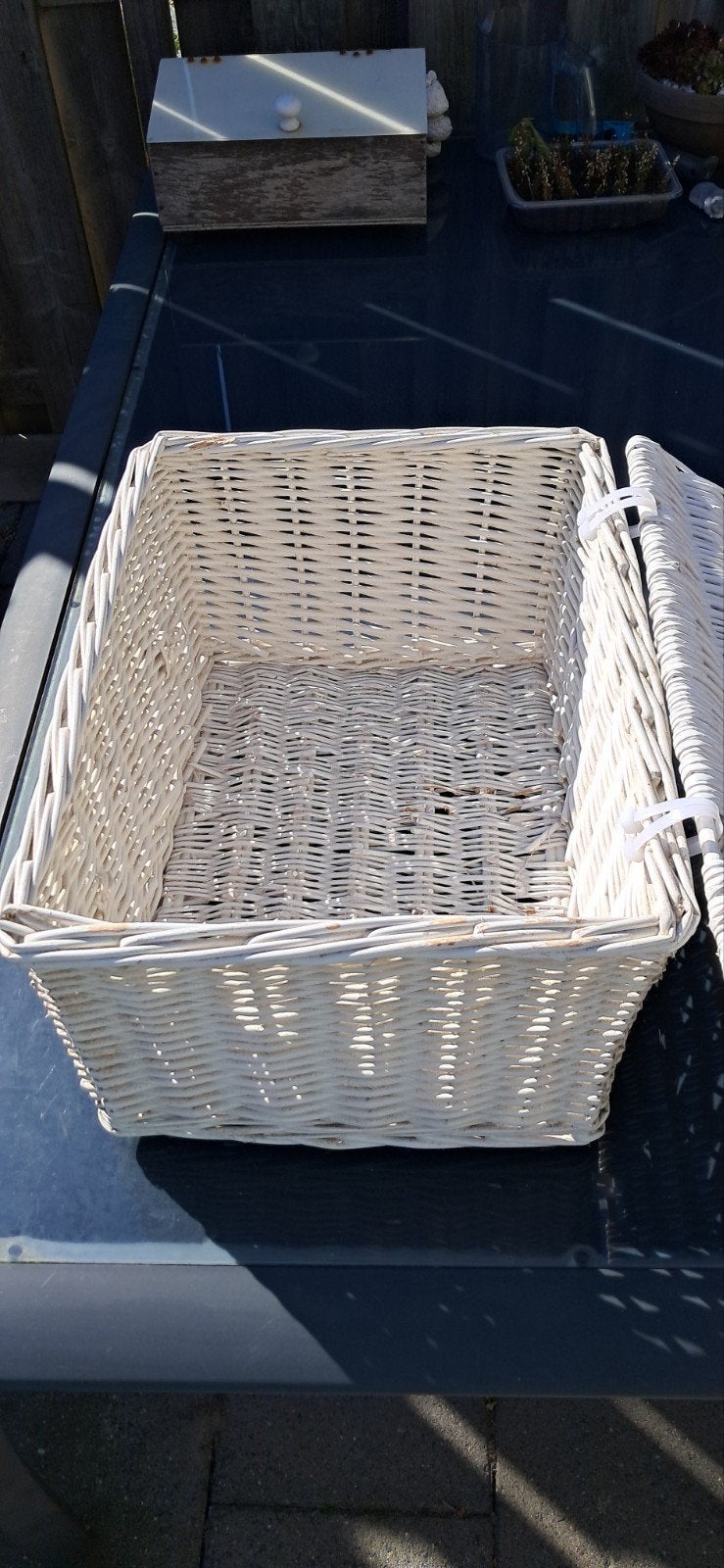 wit rieten fietsmand maat 48x36x24, Fietsen en Brommers, Ophalen, Gebruikt, Fietsmand