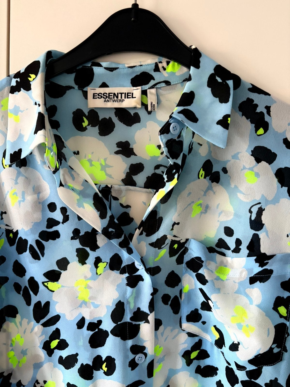 Essentiel Antwerp Vecioni blouse maat 36 – blauw/neongeel, Ophalen of Verzenden, Zo goed als nieuw, Maat 36 (S), Blauw