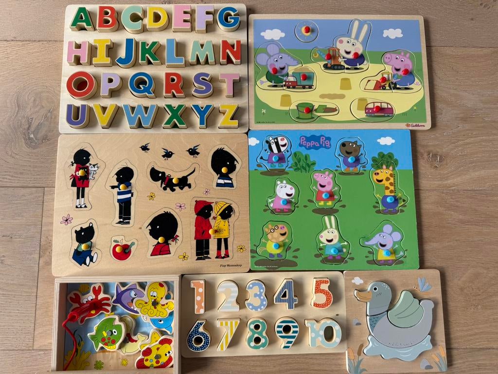 Houten puzzels (7 st.), Ophalen of Verzenden, Minder dan 10 stukjes, Zo goed als nieuw, 6 maanden tot 2 jaar