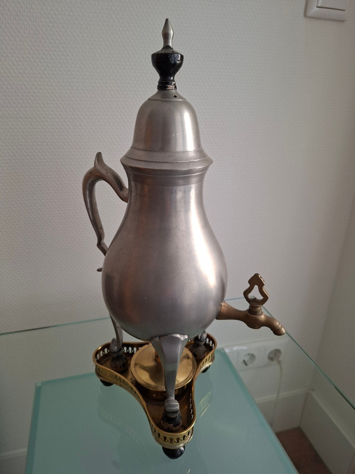Tinnen kraantjes pot met brander., Verzenden
