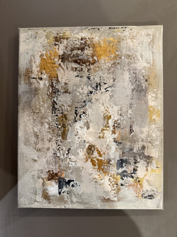 SALE!! Klein schilderij unframed canvas doek beige goud VdlM, Ophalen of Verzenden