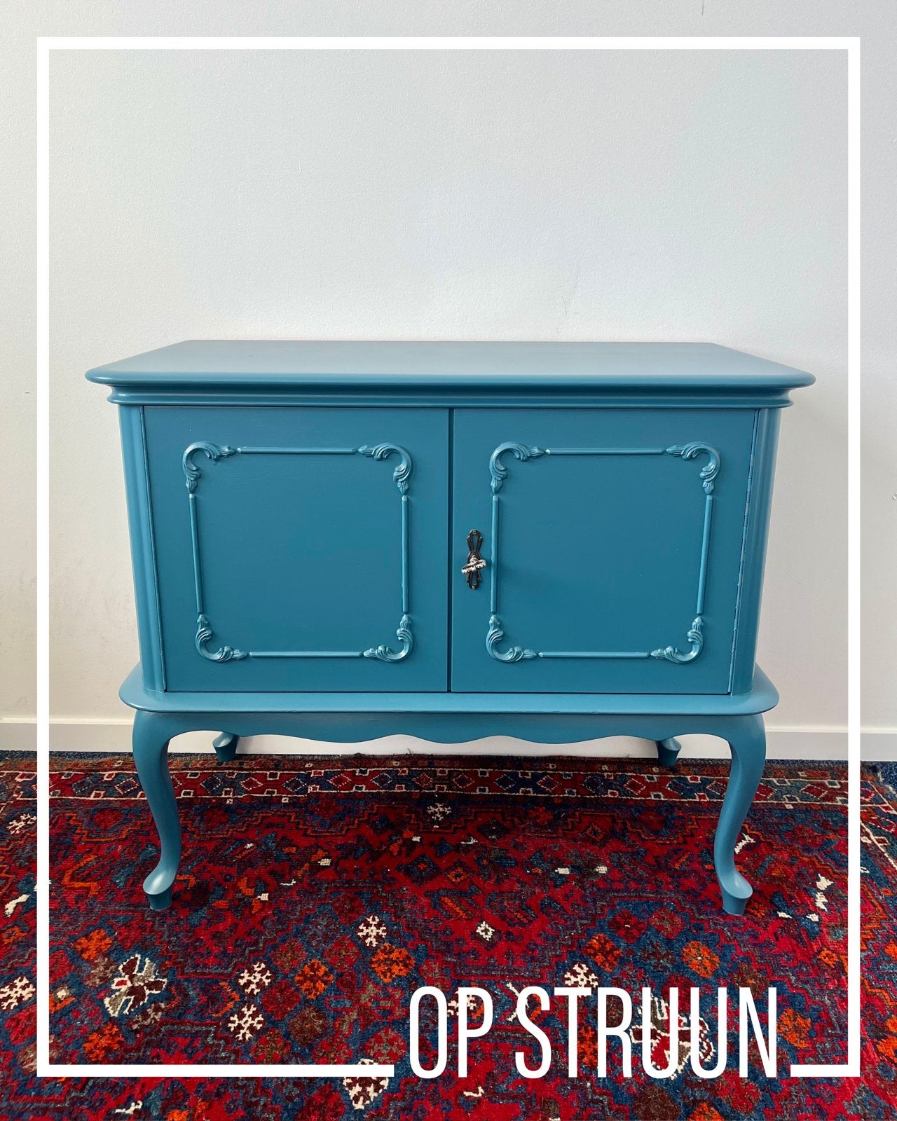 Queen Anne Kastje in Petrol Blauw, Antiek en Kunst, Ophalen