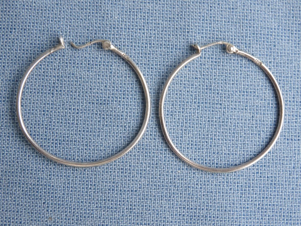 Oorhangers van zilver in grote ring vorm - 20e eeuw, Sieraden, Tassen en Uiterlijk, Oorbellen, Ophalen of Verzenden, Zilver, Zilver