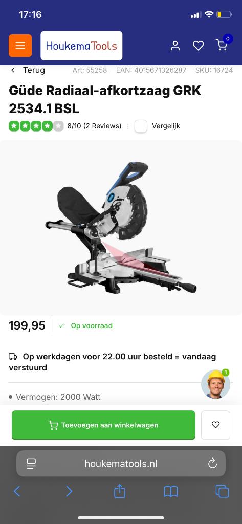Gude afkortzaag 250/300, Doe-het-zelf en Verbouw, Gereedschap | Zaagmachines, Ophalen, Minder dan 30 mm, Zo goed als nieuw, Afkortzaag