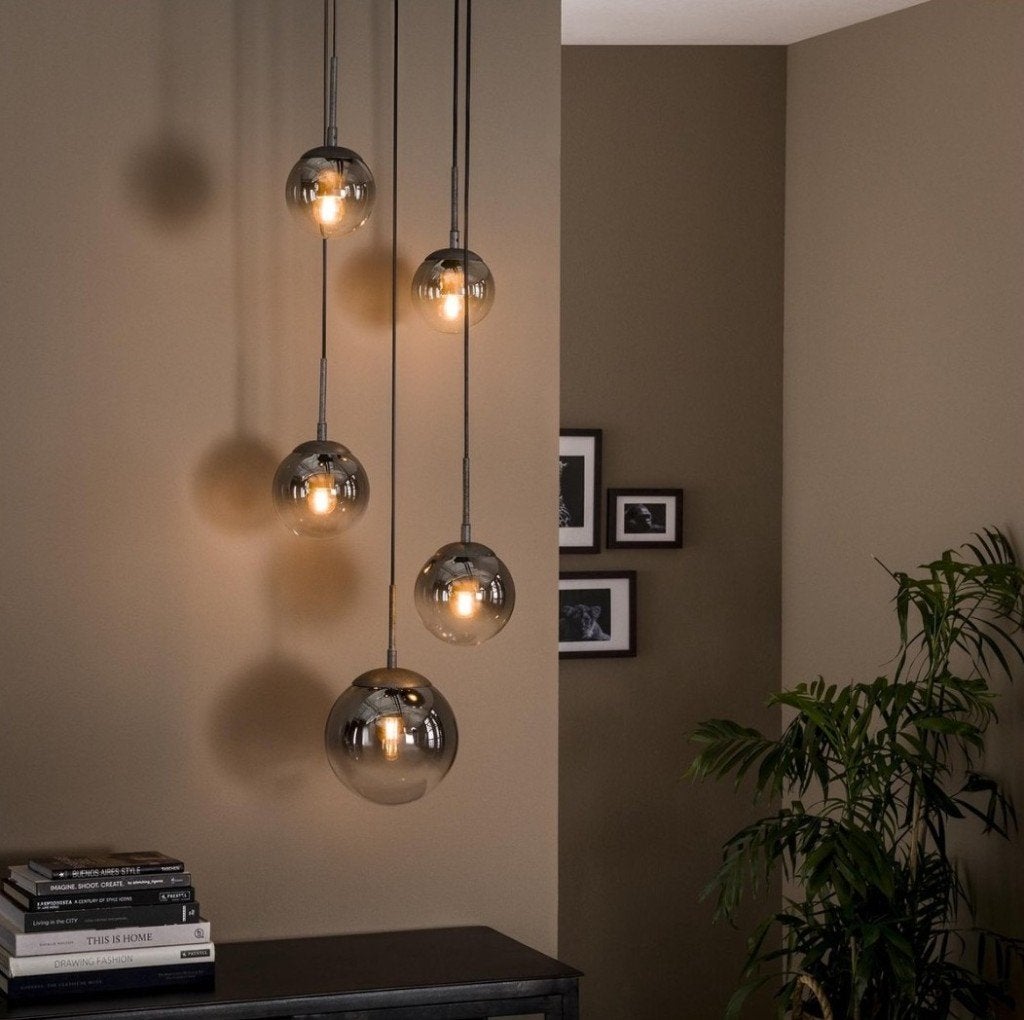 Sfeervolle hanglamp Bubble Shaded glazen bollen, Ophalen of Verzenden, Nieuw, Glas, E27 (groot)
