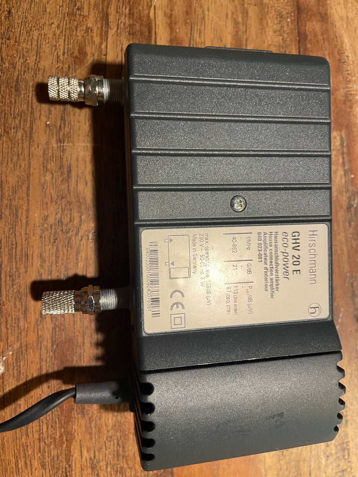 Hirschmann GHV 20 E Eco-Power Huisversterker, Ophalen of Verzenden, Gebruikt, Overige kabels