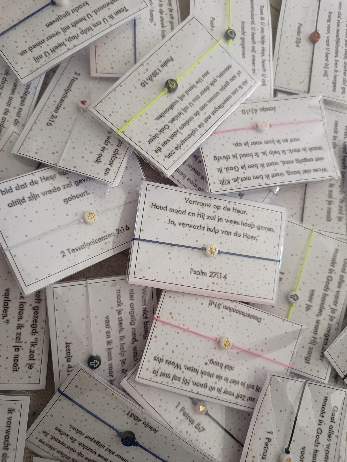 Evangelisatie armbandjes per 100 €30,-, Ophalen of Verzenden, Nieuw, Overige kleuren, Elastiek
