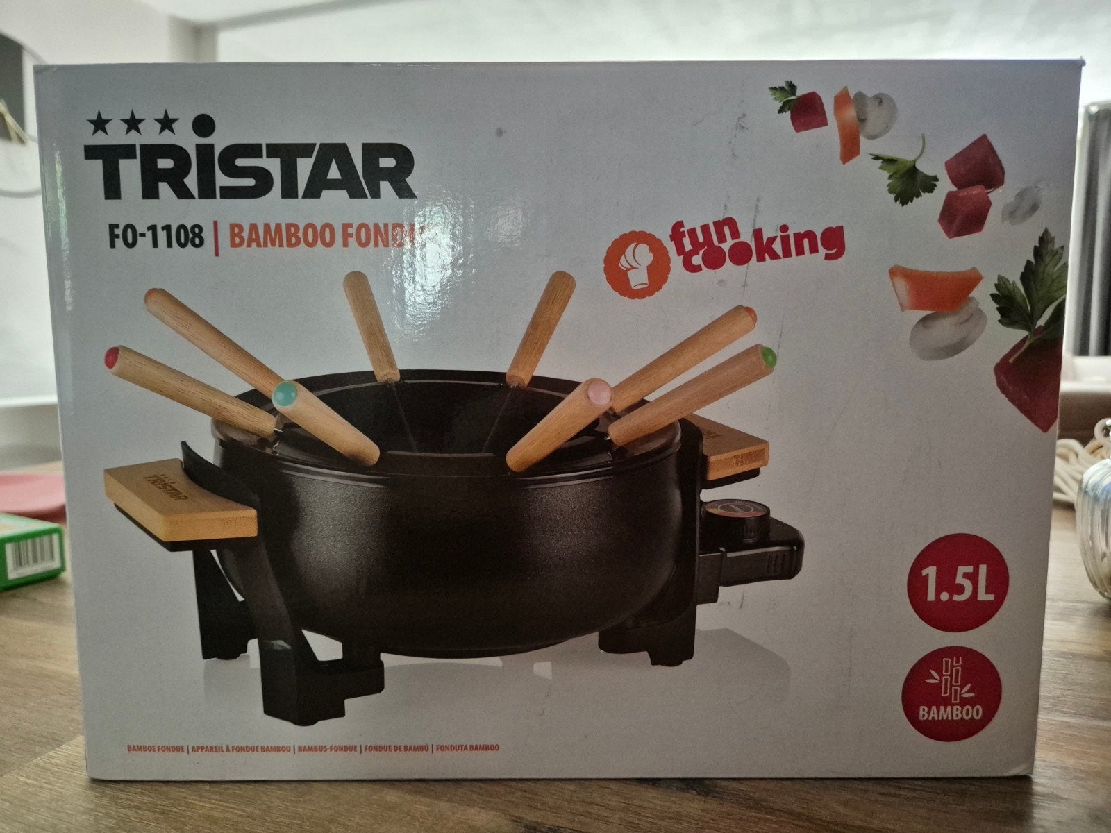 Tristar FO-1108 Bamboe Fondue - 1.5L, Ophalen of Verzenden, Nieuw, Elektrisch, Fondueset