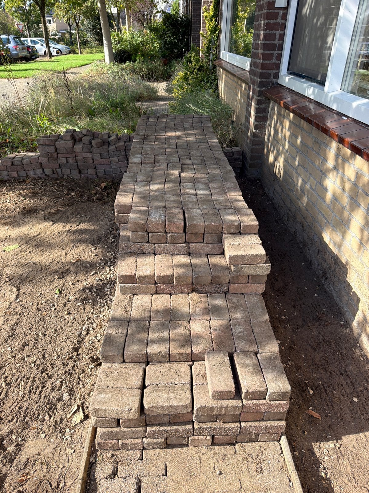 Gebruikte klinkers voor tuin of oprit 15x5 cm 6m2, Gebruikt, Klinkers, Ophalen of Verzenden, 10 m² of meer
