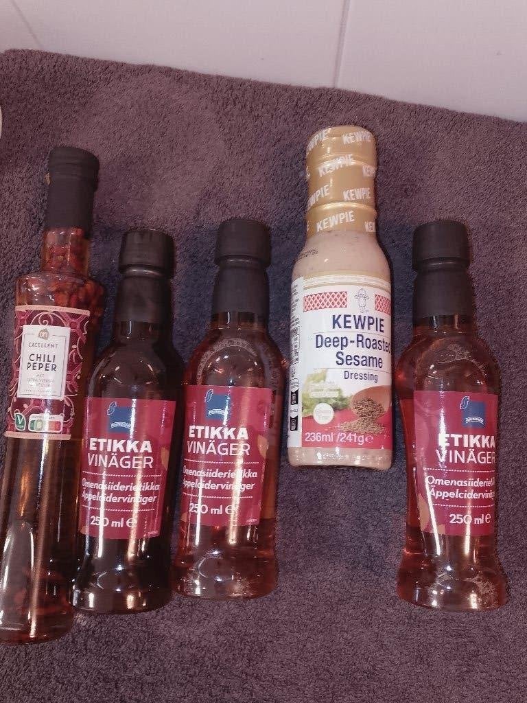 Chili-olijfolie, Kewpie Sesam 3xRainbow Appelciderazijn, Ophalen of Verzenden