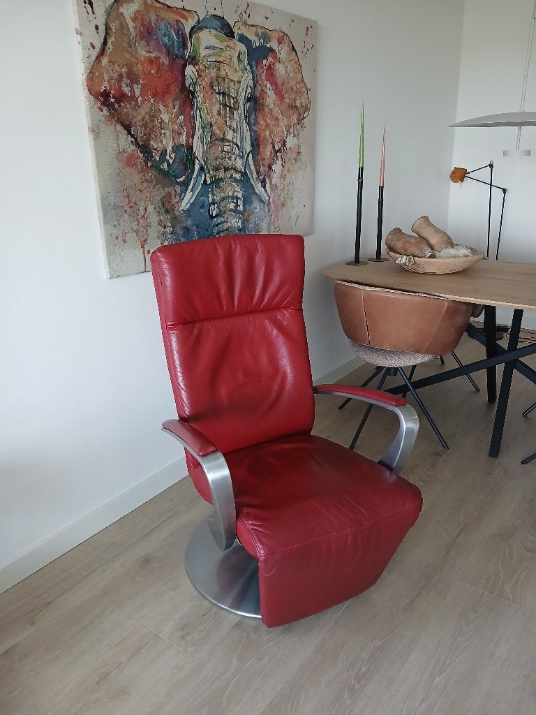Relaxstoel leer, Ophalen, Gebruikt, 100 tot 125 cm, Leer