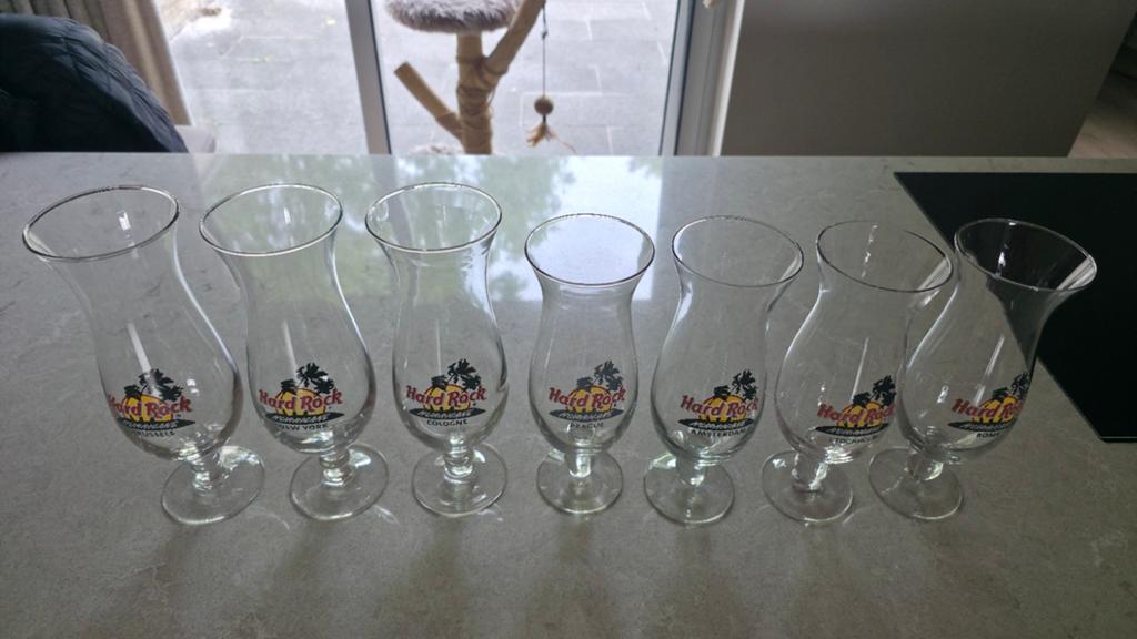 Hard Rock Cafe Hurricane glazen - diverse steden, Verzamelen, Glas en Borrelglaasjes, Zo goed als nieuw, Ophalen of Verzenden