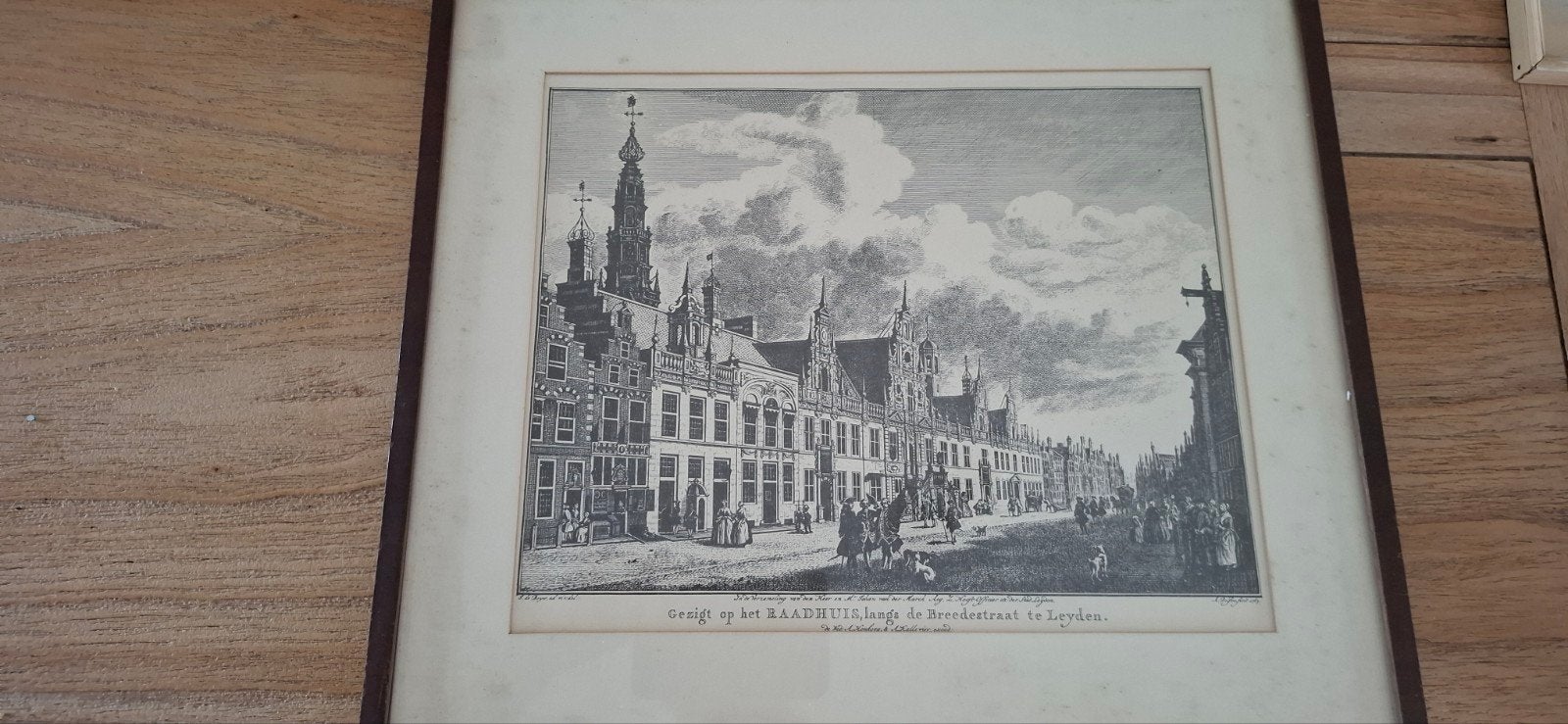 Gravure Leyden 1763, Ophalen of Verzenden, Voor 1940, Zo goed als nieuw, Overige onderwerpen