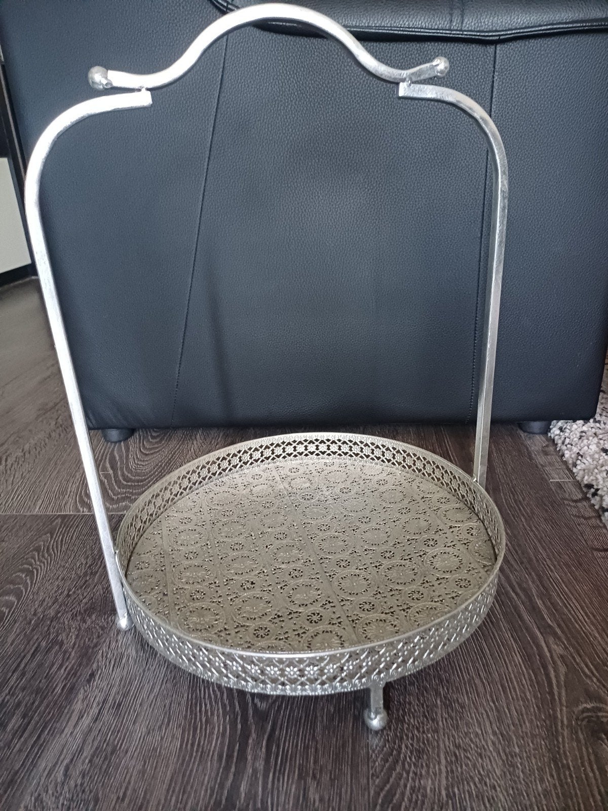 Decoratieve zilverkleurige etagère/dienblad met handvat, Ophalen of Verzenden, Nieuw, Zilver, Oosters