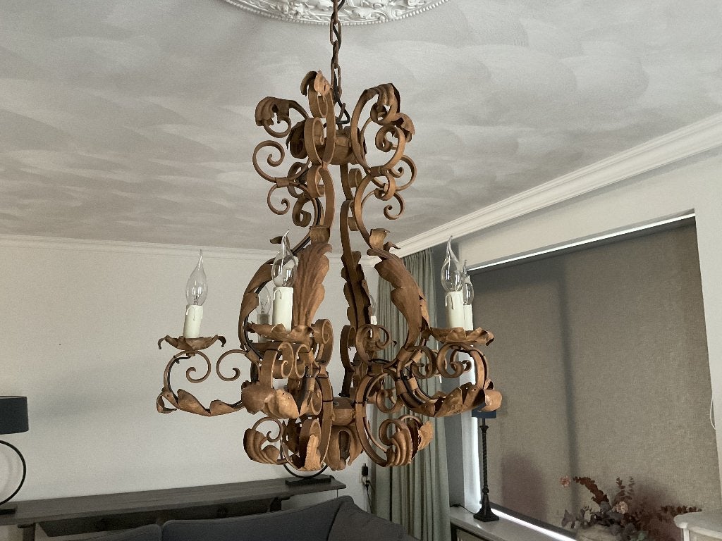 Hanglamp roestkleur, Ophalen, Metaal, Hoffz, 50 tot 75 cm
