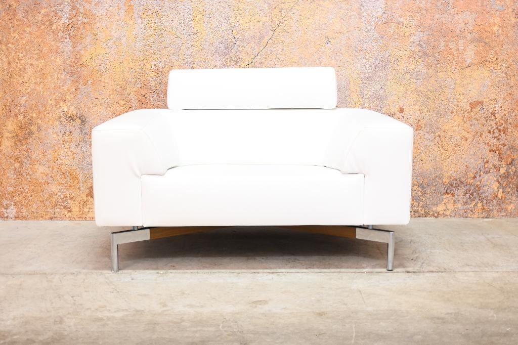 ZGANieuw witte leren Leolux Howlo design loveseat, Leolux, Leolux, Ophalen of Verzenden, Zo goed als nieuw