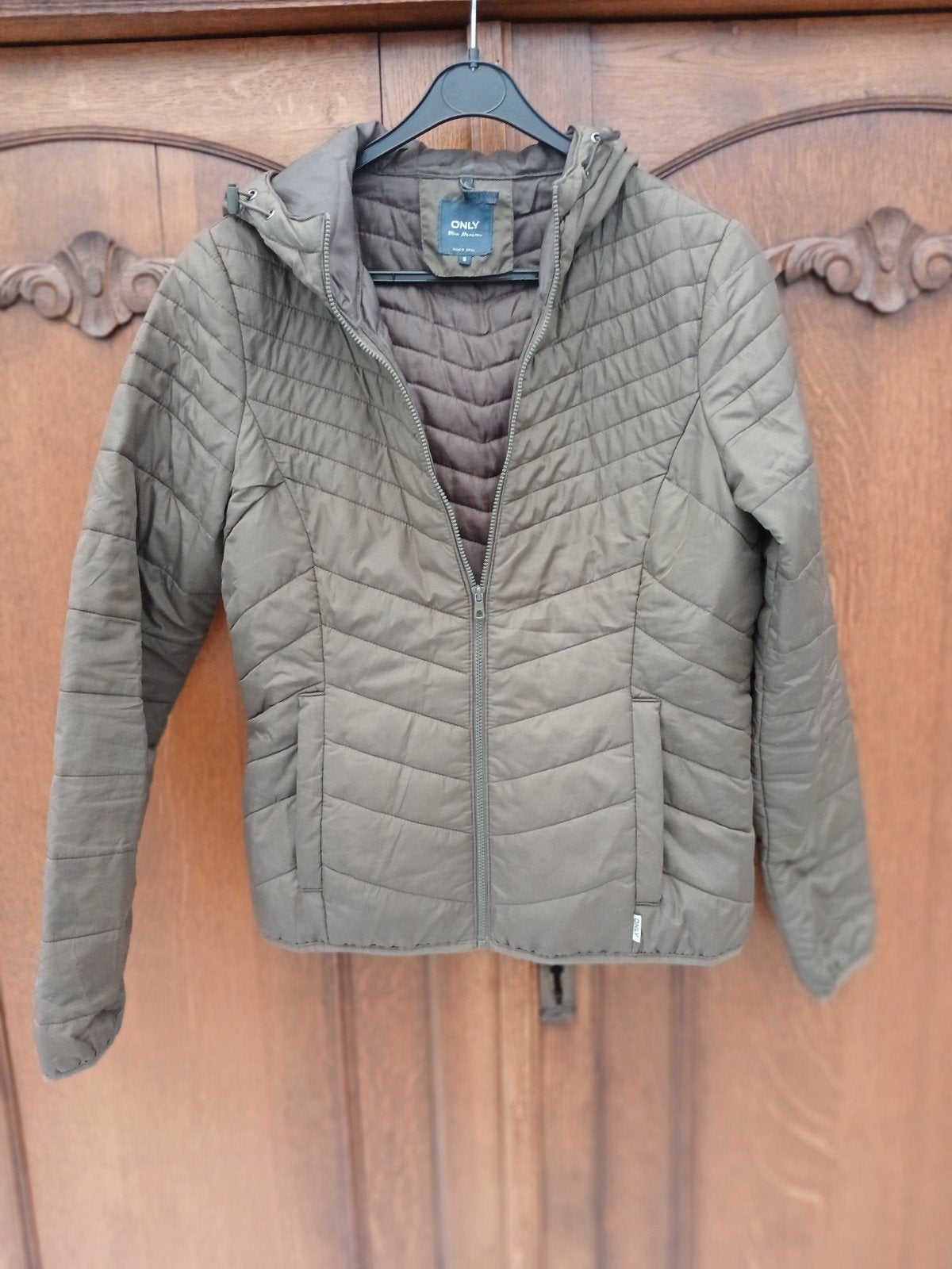 ONLY gewatteerde jas met capuchon - Maat S, Ophalen of Verzenden, Maat 36 (S), Groen, ONLY