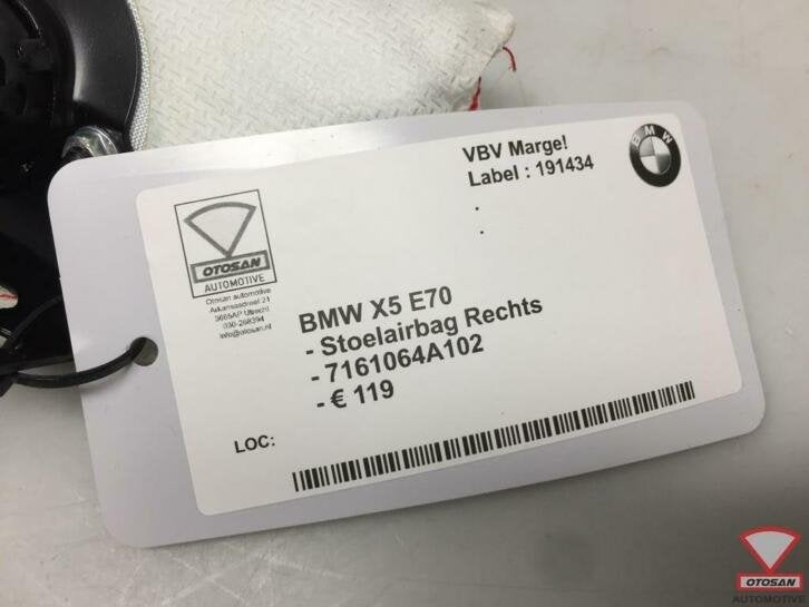 bmw x5 e70 stoelairbag stoel airbag rechts 7161064a102, Auto-onderdelen, Petuelring 130
80788  Munich, DE, Gebruikt, Info@bmw.de