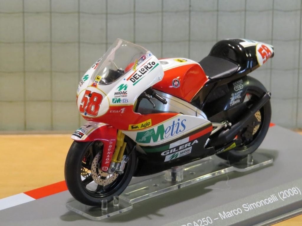 Marco Simoncelli Gilera RSA 250 2008 1:18, Serviceclientele@altaya.be, Nieuw, Ophalen of Verzenden, Motor