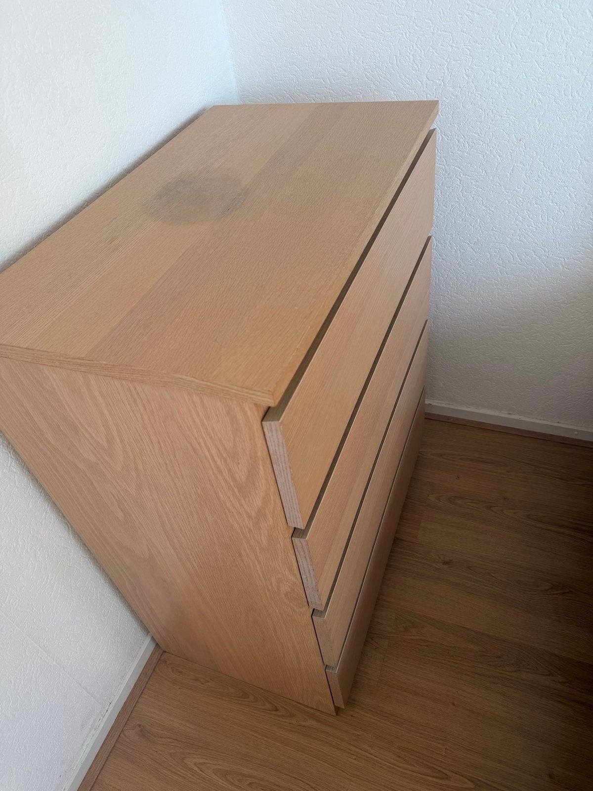 Mooie houten ladekast / commode - Licht eiken look, Gebruikt, Eikenhout, 3 of 4 laden, Minder dan 100 cm