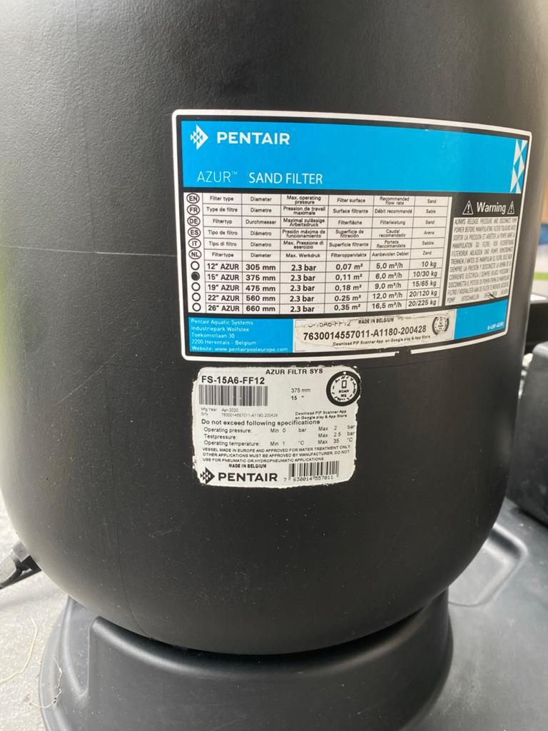 Pentair Azur zandfilter en FreeFlo pomp filterinstallatie, Ophalen, Zo goed als nieuw, Elektrisch