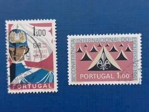 Postzegel Portugal 1962 2 losse zegels 18-07, Ophalen of Verzenden, Portugal, Gestempeld