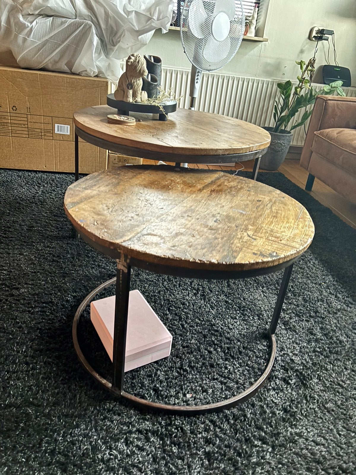 Salon tafels, mango hout!, Ophalen, Rond, 50 tot 100 cm, Zo goed als nieuw