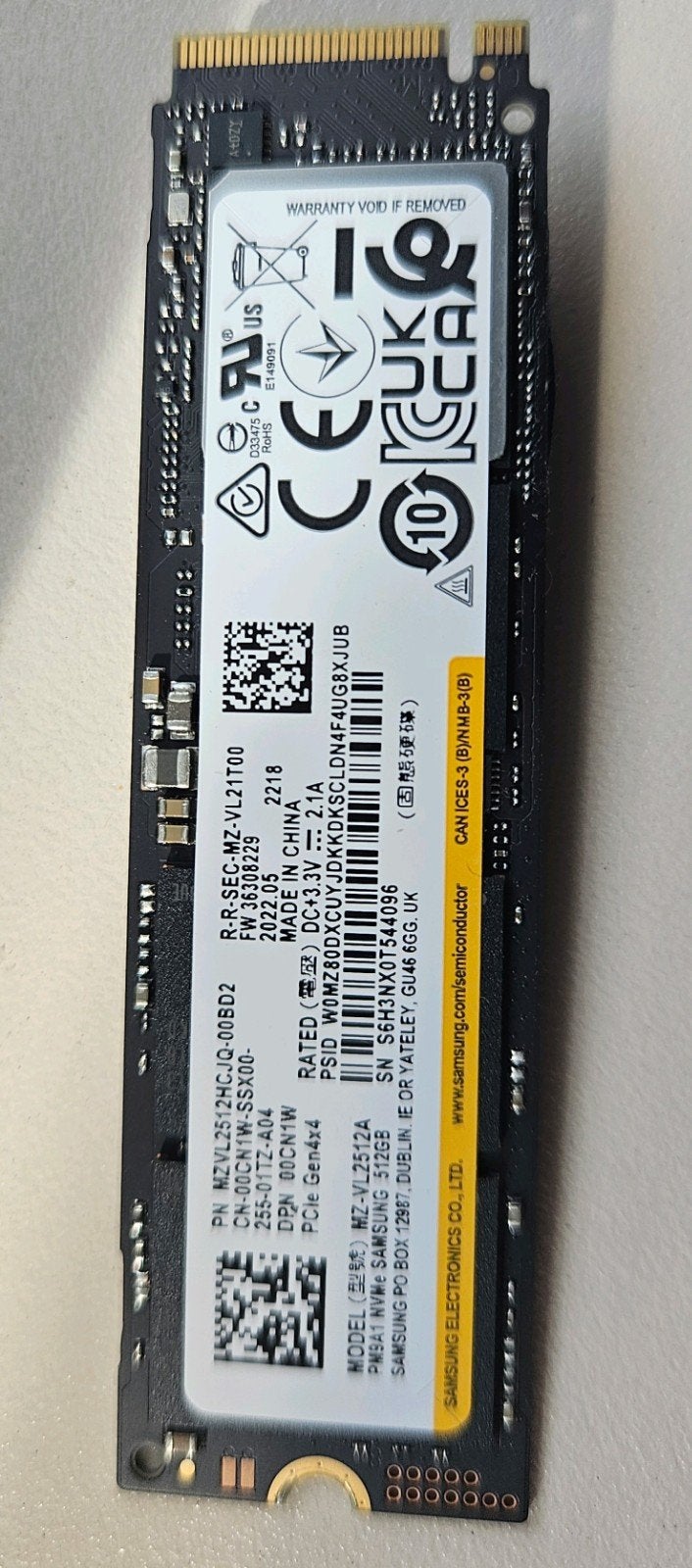 SSD harddisk 512 GB PCI-e, Computers en Software, Intern, SSD, Dell EMC/Samsung, 512 GB