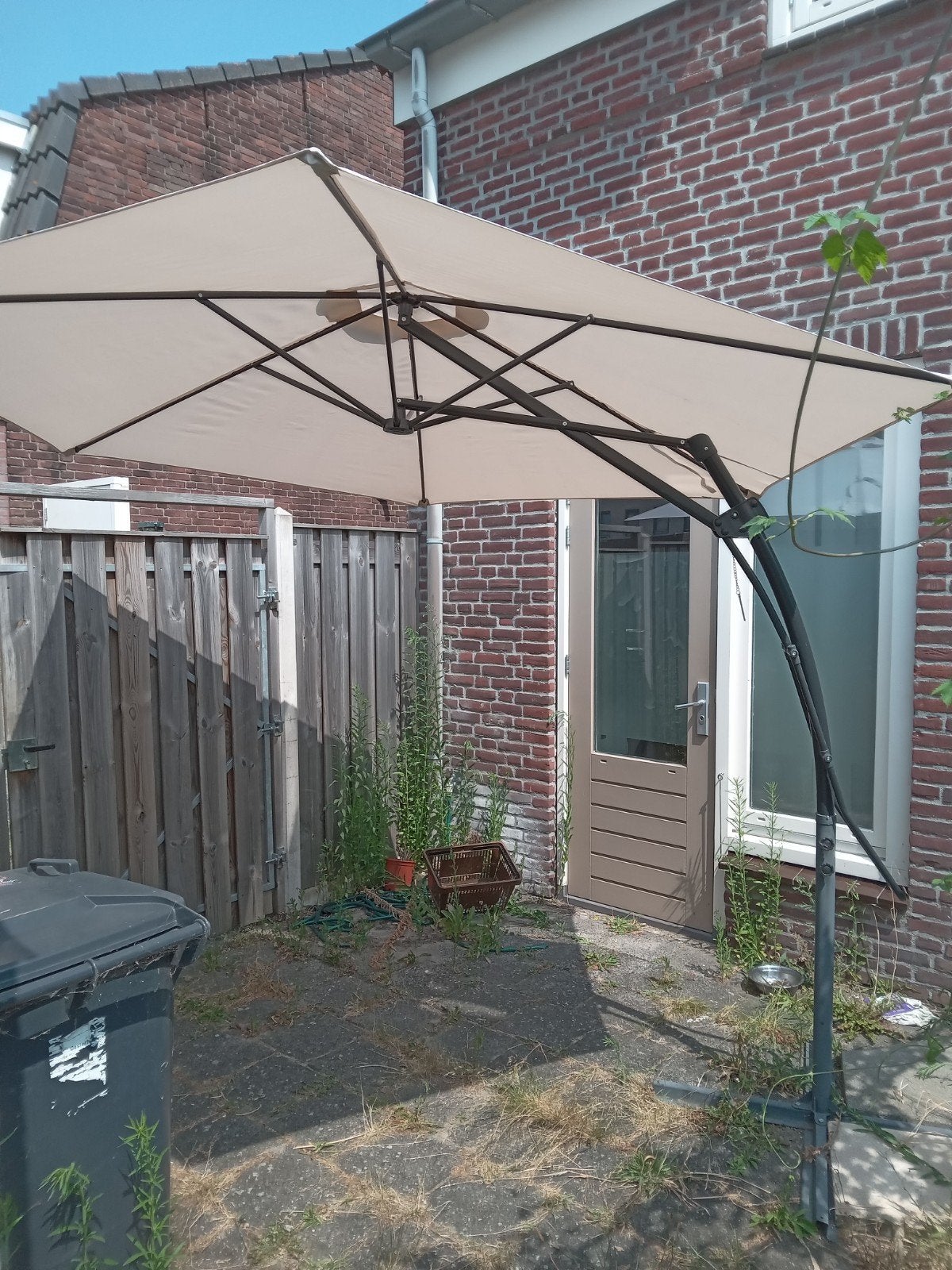zweefparasol plus voet 300x300, Tuin en Terras, Parasols, Ophalen, 3 tot 4 meter, Zweefparasol