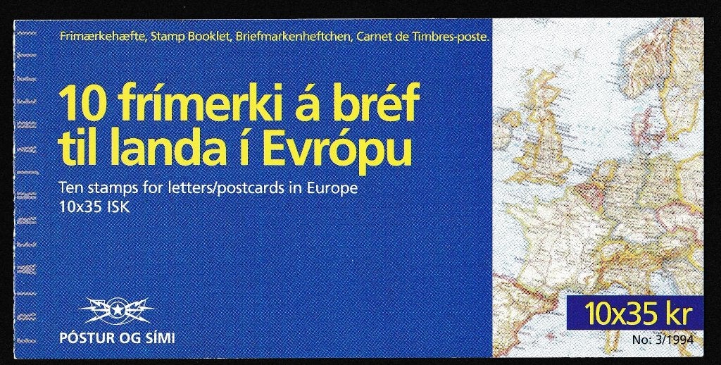 nr.98 - CEPT. boekje IJsland 1994, Ophalen of Verzenden, Overige landen, Postfris