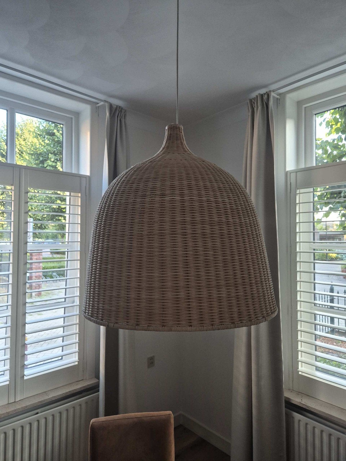 Rieten hanglamp XXL, Natuurlijk materiaal, Beige, Rond, 60 cm