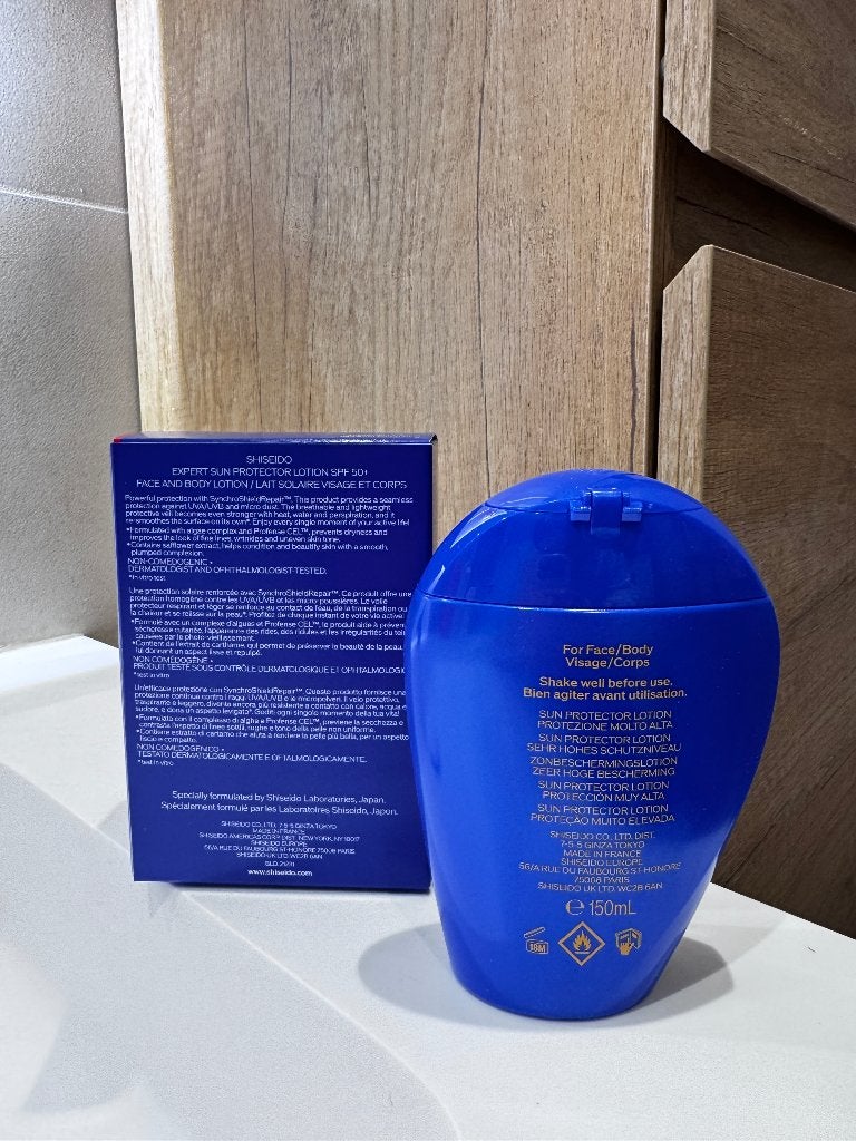 Shiseido Expert Sun Protector Lotion SPF 50+ 150ml, Ophalen of Verzenden, Nieuw, Gehele gezicht, Verzorging