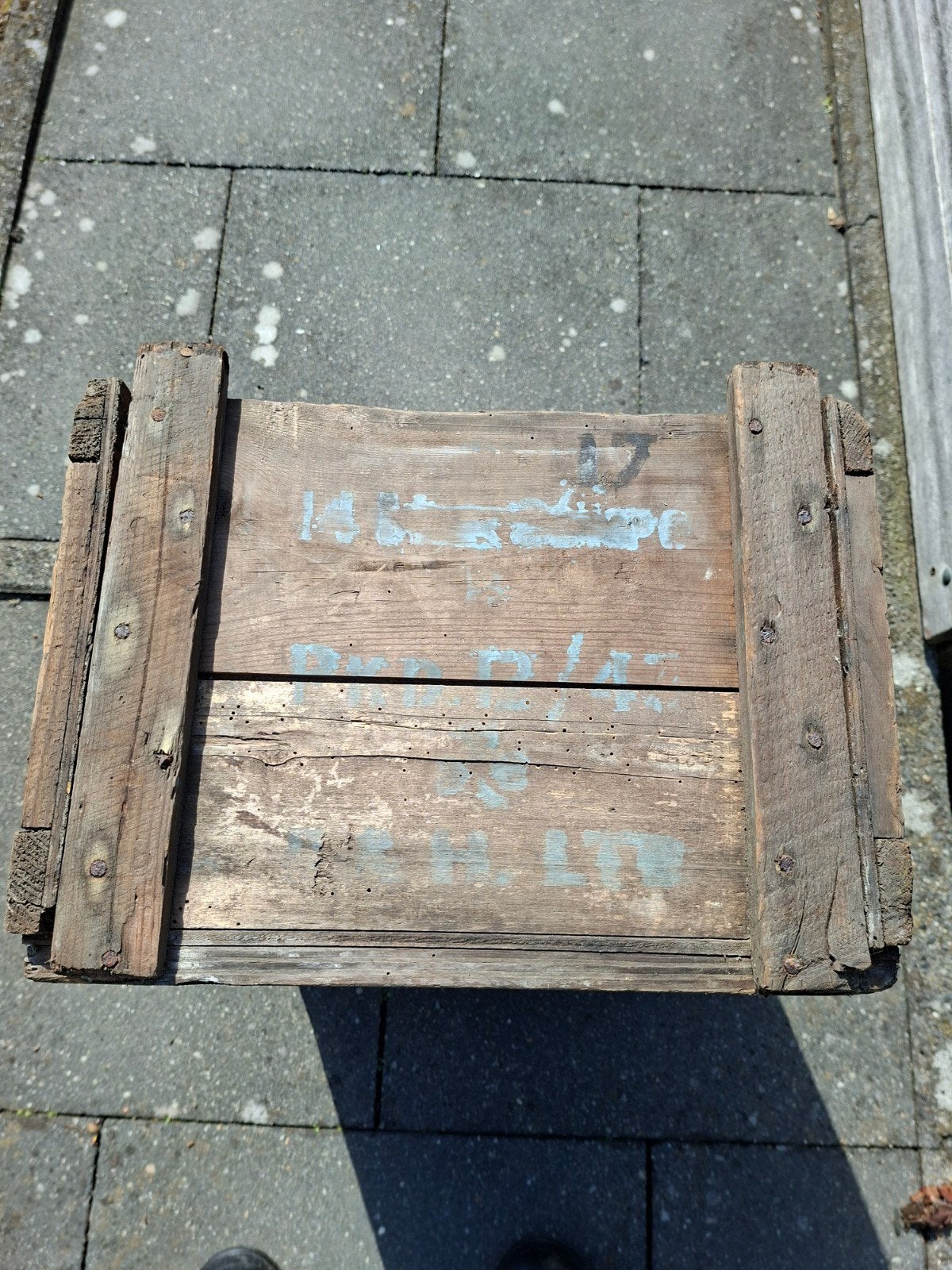 Vintage houten transportkist / veilingkist met originele opd, Ophalen of Verzenden