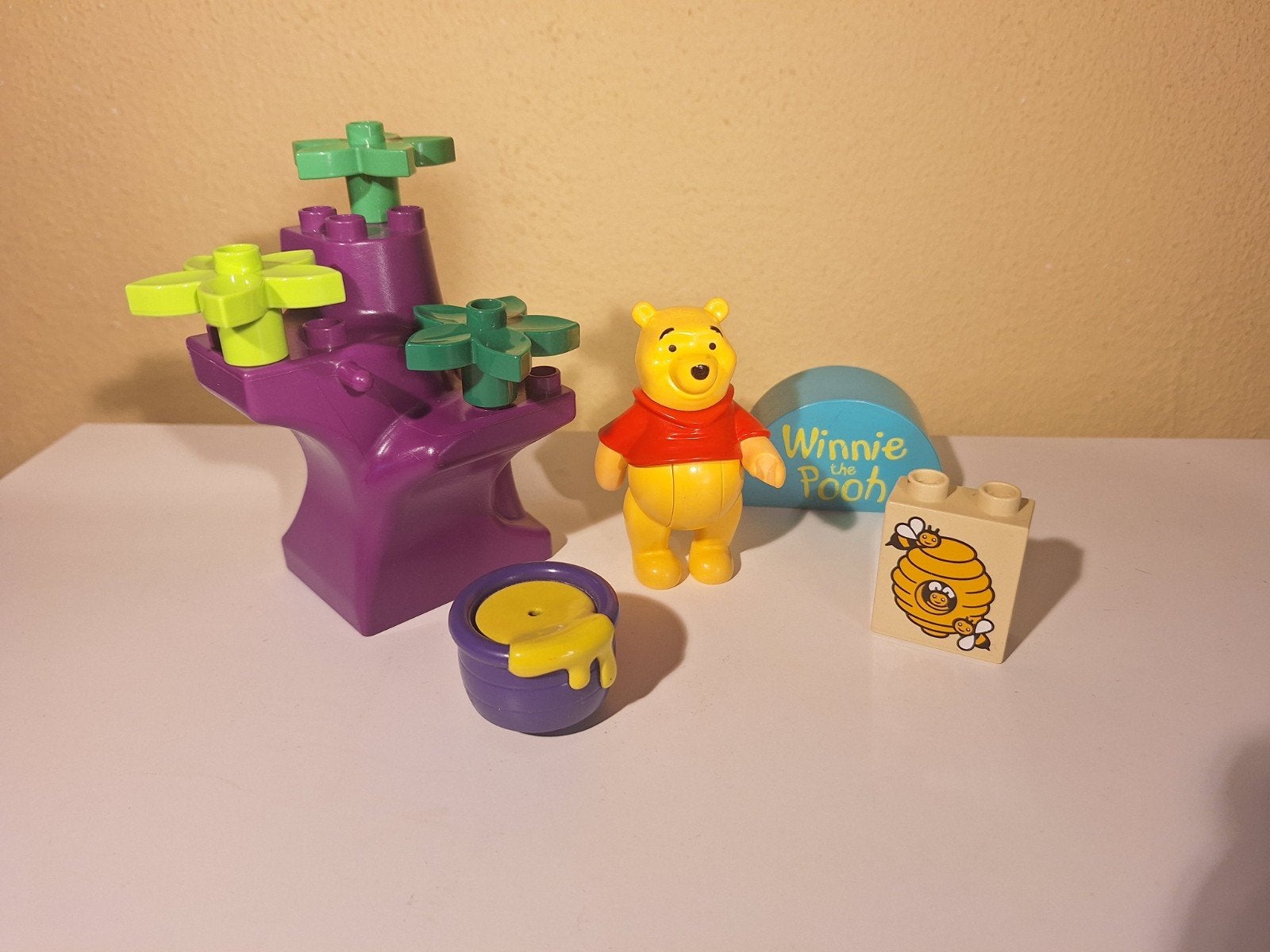 Duplo Winnie de Poeh set met paarse boom en accessoires, Ophalen of Verzenden, Gebruikt, Duplo