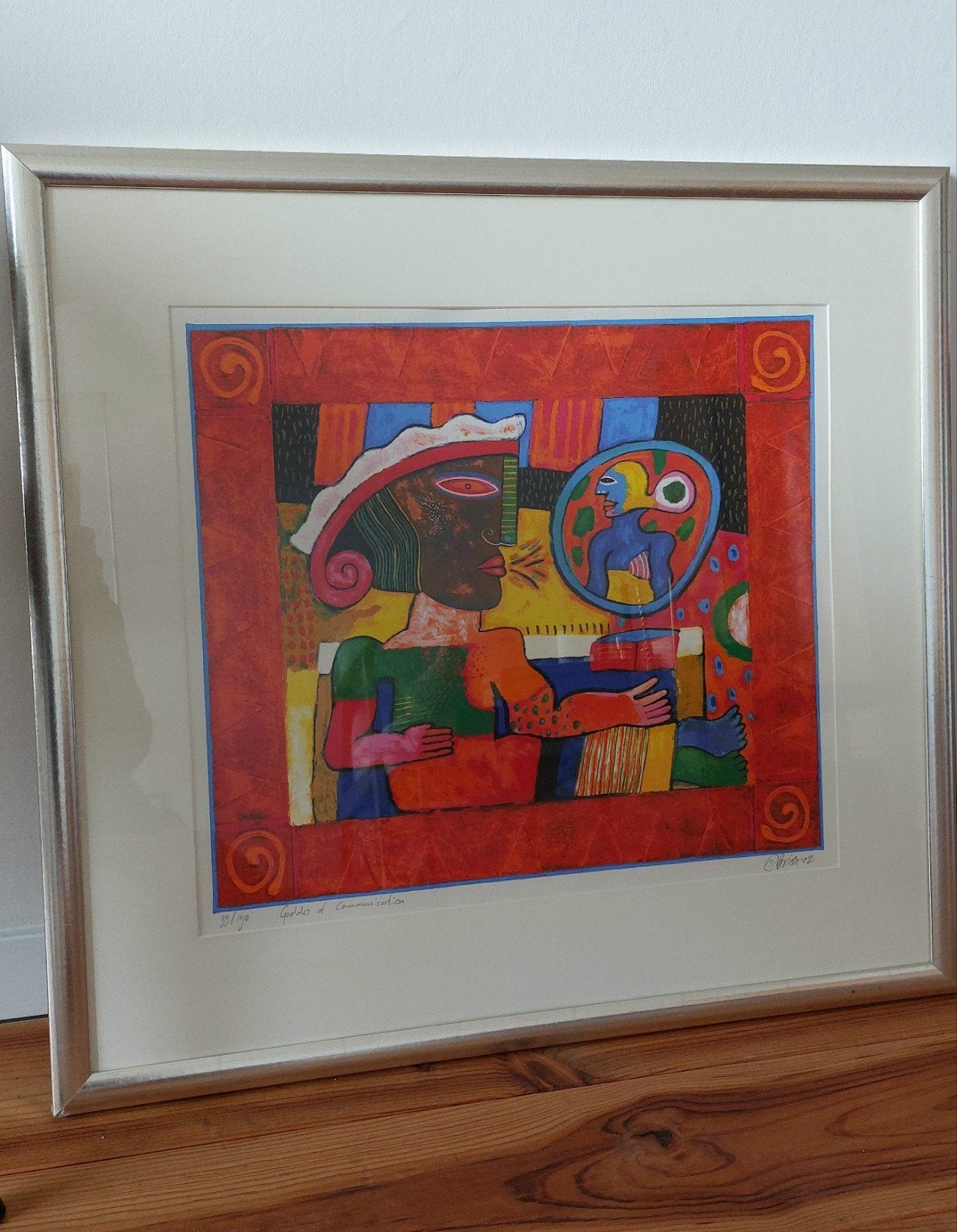 Clemens Briels Zeefdruk Goddes of Communication, Ophalen, Gesigneerd, Portret en Figuren, Zeefdruk