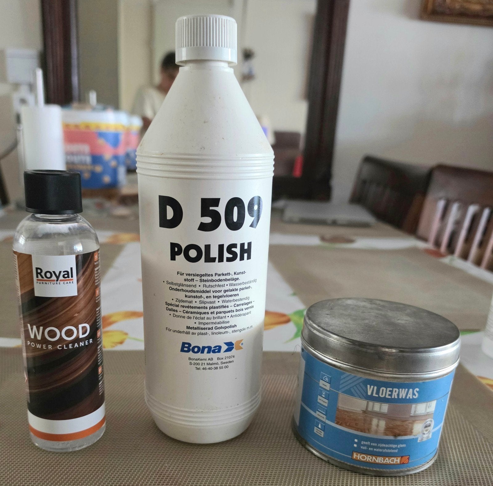 Bona D 509 Polish, Royal Wood Cleaner & Hornbach Vloerwas, Gebruikt, Overige kleuren, Ophalen of Verzenden, Lak