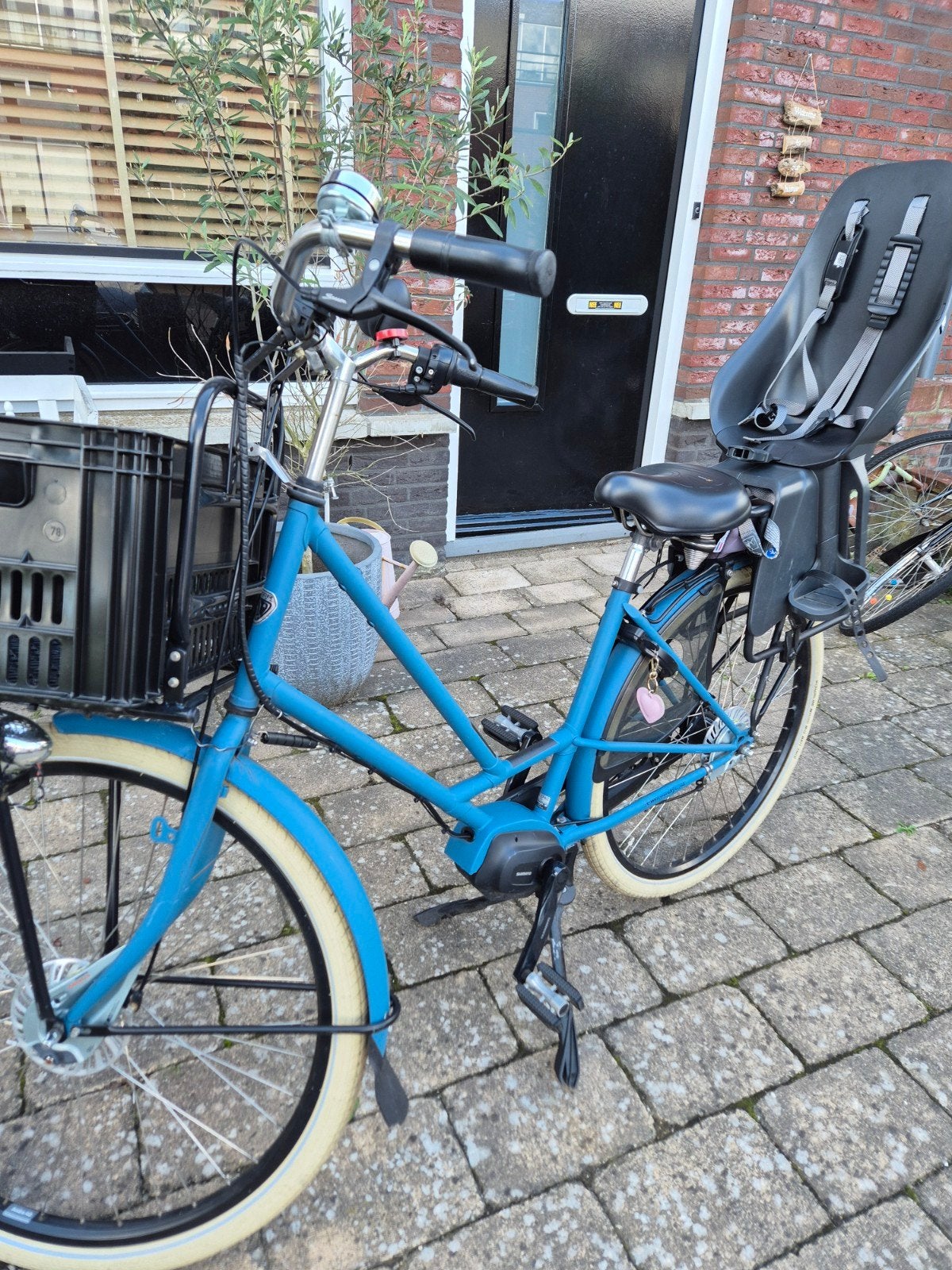 E-bike  met kinderzitje en krat, Gebruikt, Versnellingen, 50 tot 53 cm, Schijfrem