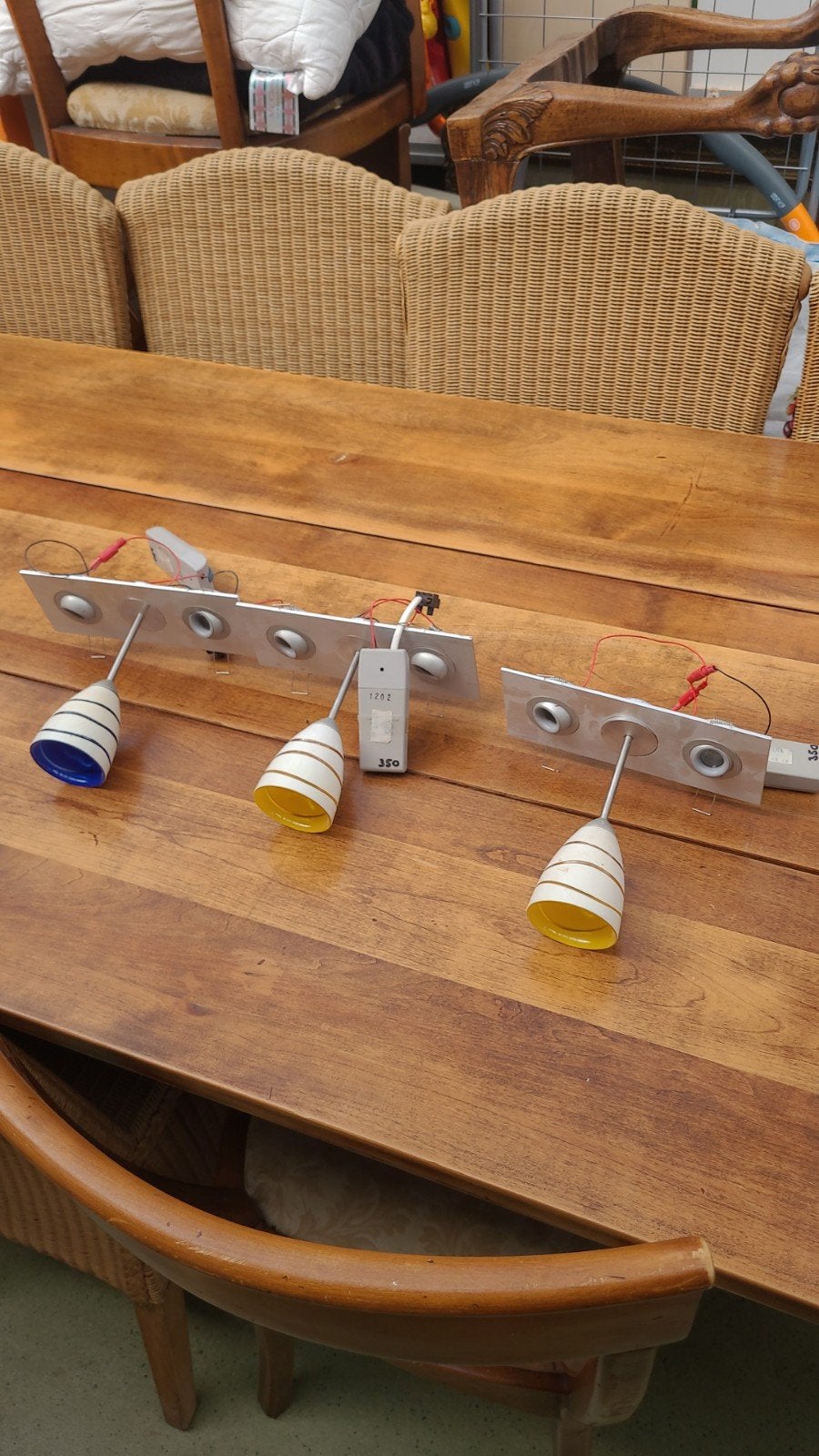 Leuke plafond/spotlampen met Chino glazen - doe een bod!, Huis en Inrichting, Gebruikt, Meerkleurig, GU10, Plafondspot